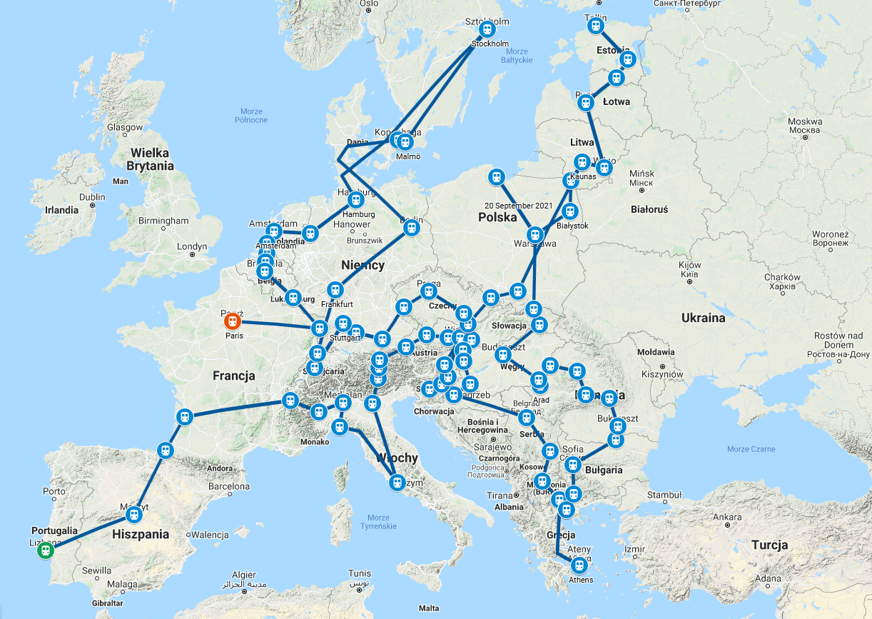 Trasa przejazdu Ekspresu Łączącego Europę