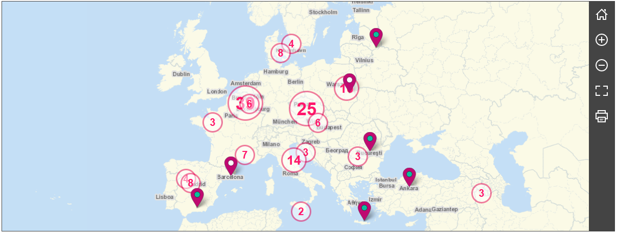 Obraz 1. Mapa aktualnych wydarzeń na stronie futureu.europa.eu.